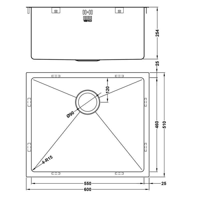 The 1810 Company Zenuno15 550U XXL DEEP 1.0 Bowl Undermount Kitchen Sink - Stainless Steel