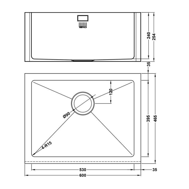 The 1810 Company Zenuno15 600U BELFAST 1.0 Bowl Kitchen Sink - Stainless Steel