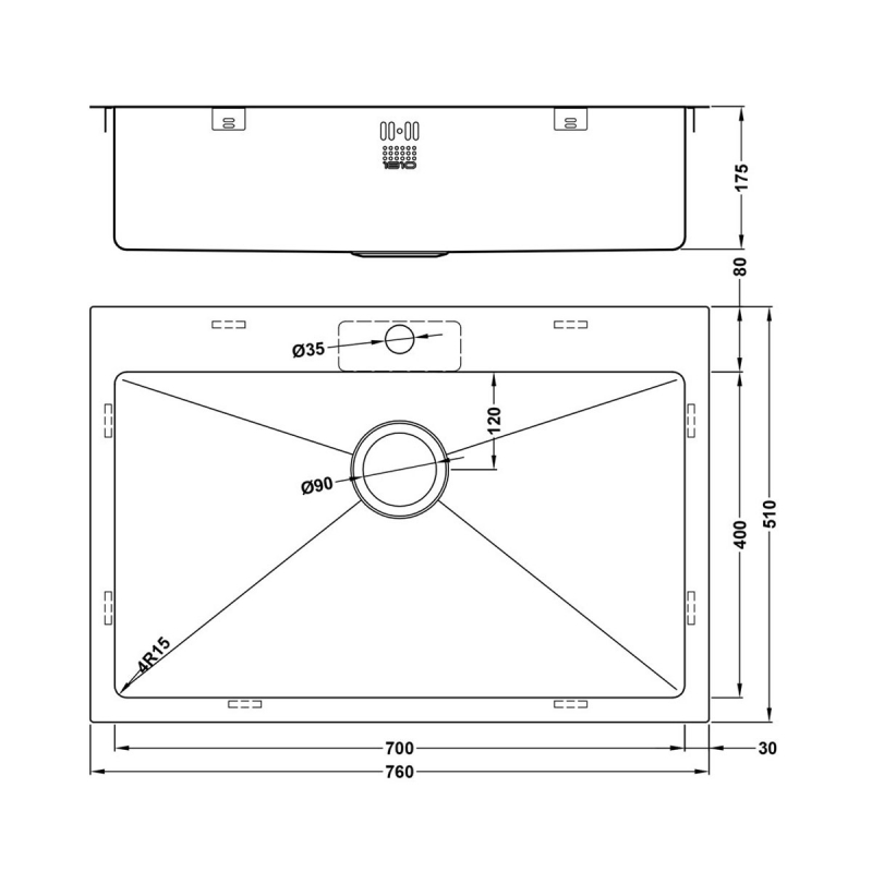 The 1810 Company Zenuno15 700 I-F 1.0 Bowl Kitchen Sink - Stainless Steel
