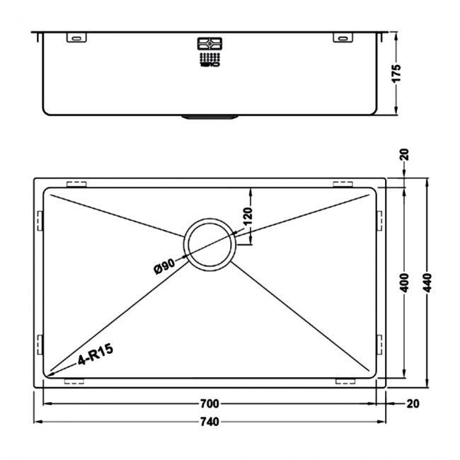 The 1810 Company Zenuno15 700U 1.0 Bowl Undermount Kitchen Sink - Gold Brass