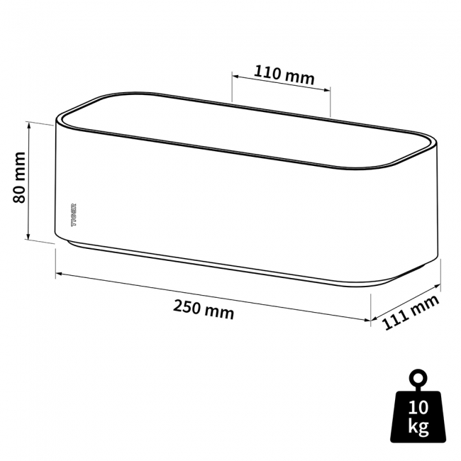 Tiger 2-Store Wall Tray/Shower Basket 250mm - Black