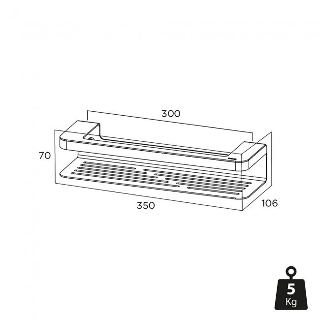Tiger Caddy Shower Basket/Towel Rail - Black