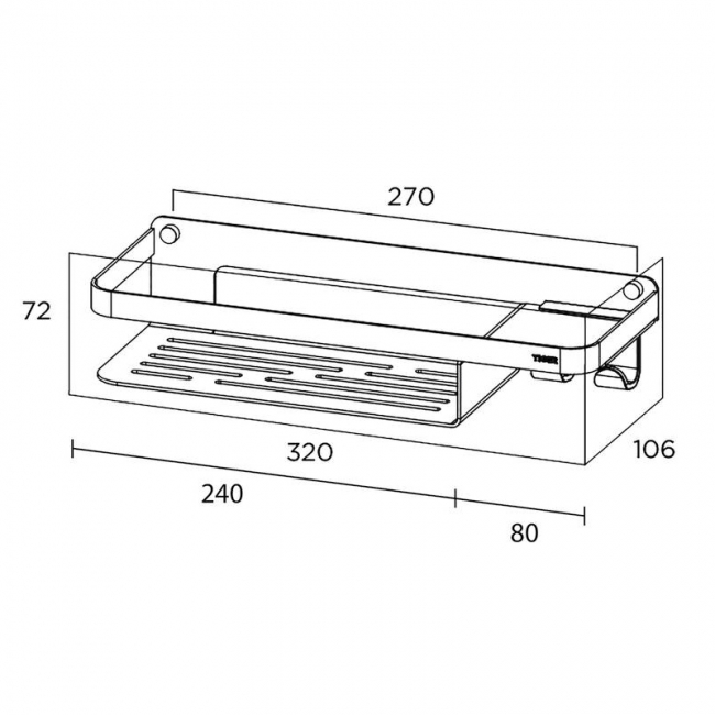 Tiger Caddy Shower Basket with Towel Hook 320mm - Chrome