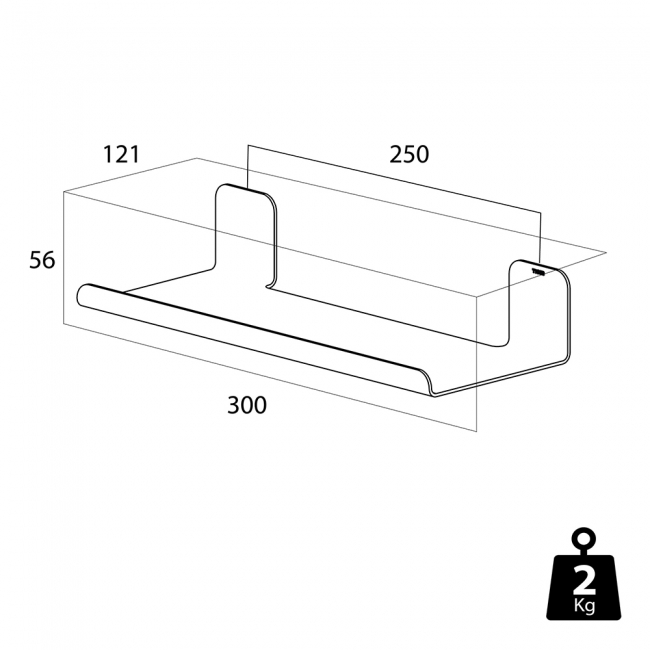 Tiger Colar Bathroom Shelf 300mm - Polished Stainless Steel