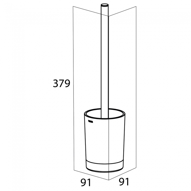 Tiger Tune Toilet Brush and Holder Freestanding - Brushed Stainless Steel/Black  | Dimension Image