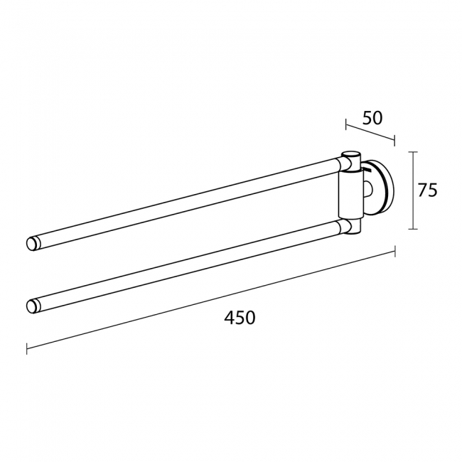 Tiger Urban Towel Rail With 2 Arms - Black  | Dimension Image