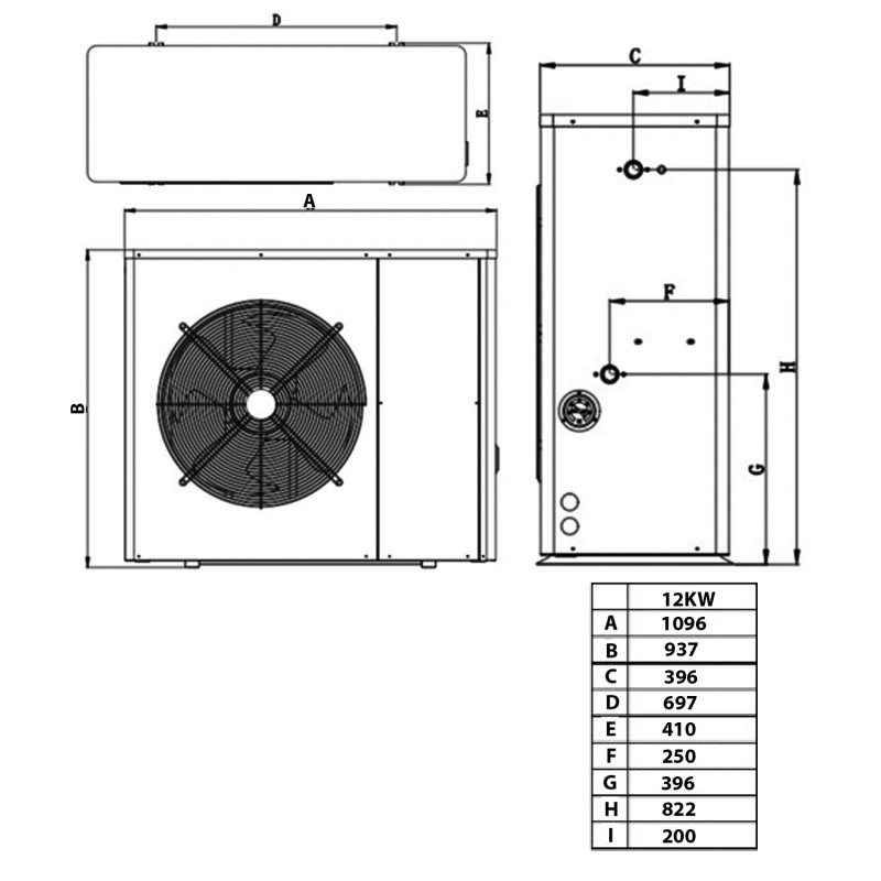 Trianco Activair Air Source Electric Heat Pump 12kW with Cylinder - 250 Litre