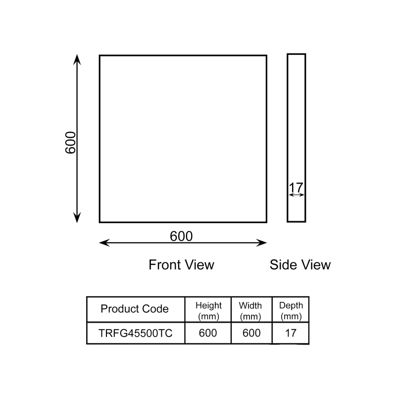 Trianco Aztec Infrared Ceramic Heating Panel 600mm H x 600mm W - Black