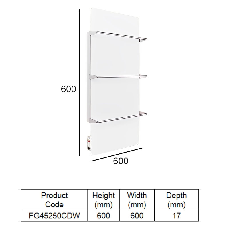 Trianco Aztec Infrared Ceramic Heating Towel Rail 600mm H x 600mm W - White