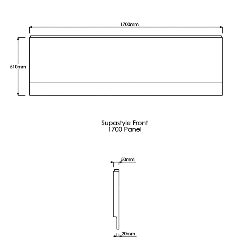 Trojan Supastyle 1700mm W x 510mm H Front Panel White - 3mm