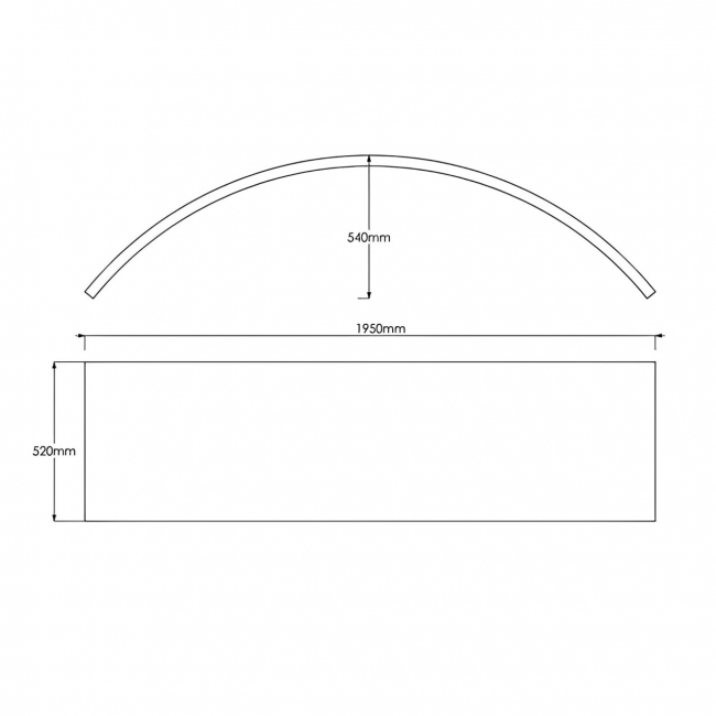 Trojan Laguna Corner Bath Panel 520mm H x 1950mm W (3mm Acrylic)