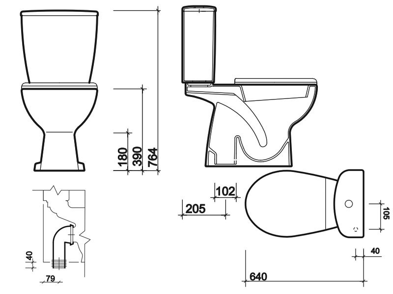 Twyford Alcona Toilet AR1145WH+AR2342WH+AR7915WH Close Coupled White