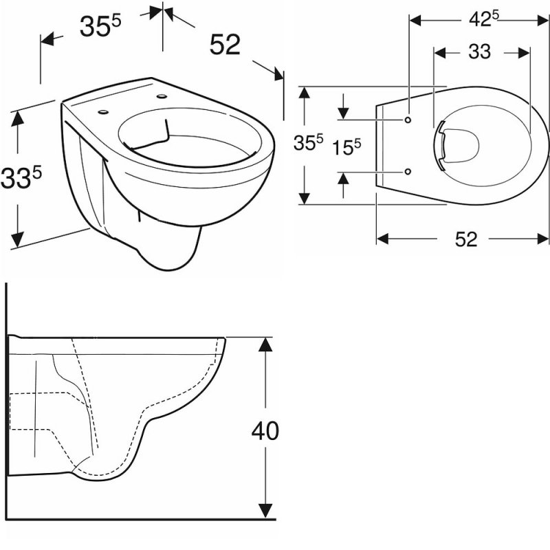 Twyford Alcona Toilet AR1798WH Wall Hung Toilet White