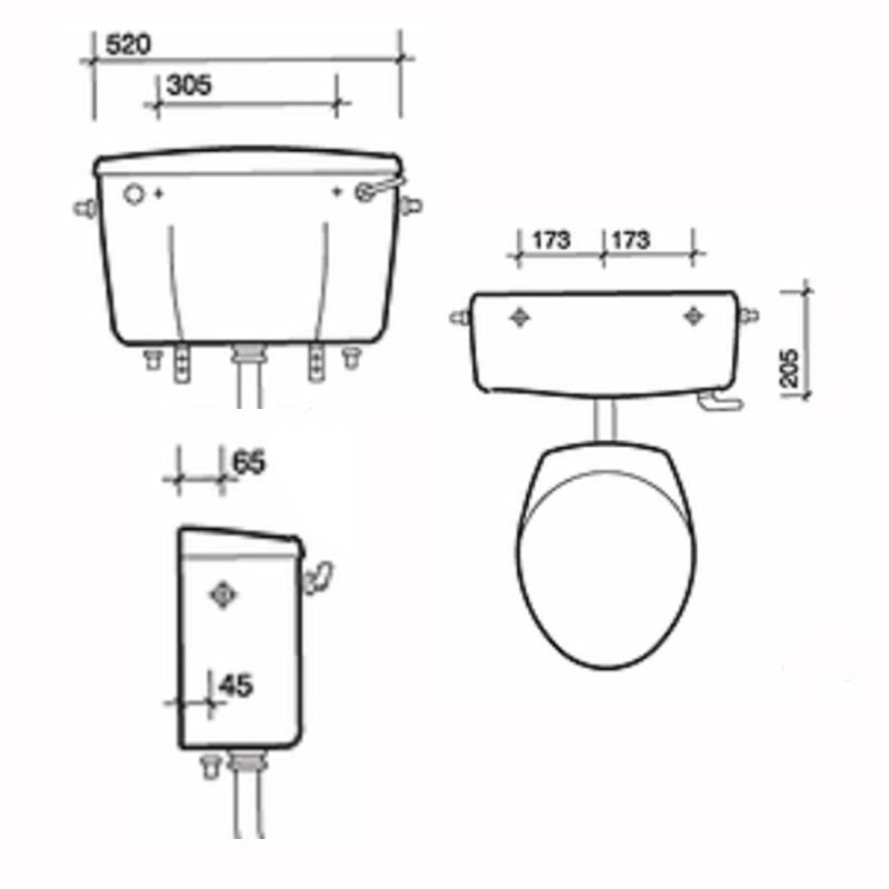 Twyford Classic Low Level Cistern CC2841WH White