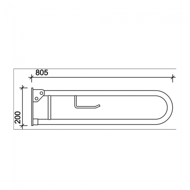 Twyford Doc M Hinged Support Rail With Toilet Roll Holder - White