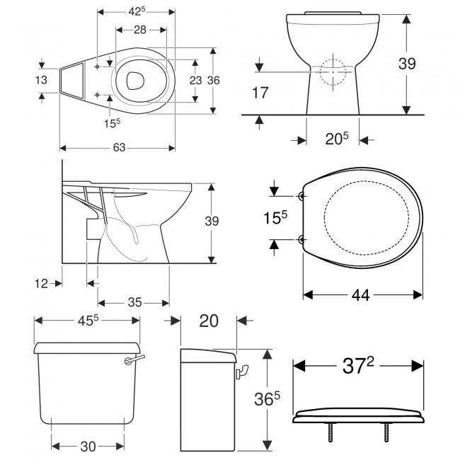 Twyford Option Toilet OT1148WH+OT2361WH+ST2810WH Close Coupled White