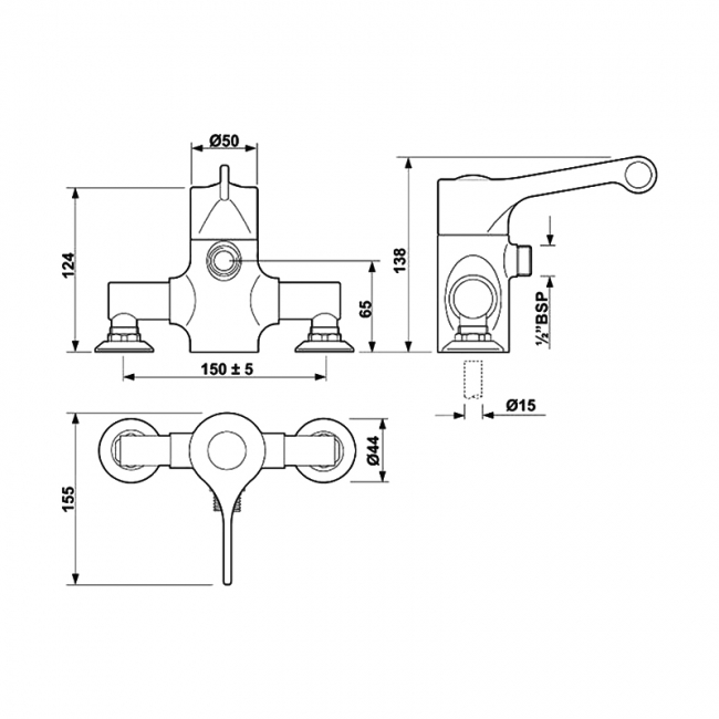 Twyford Sola Thermostatic Exposed Shower Valve Bottom Outlet - Chrome