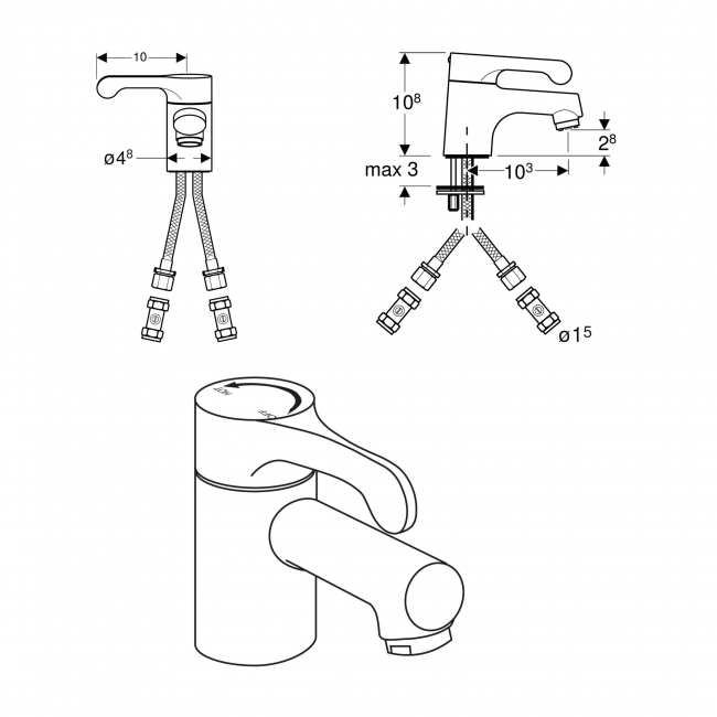 Twyford Sola Action Basin Mixer Tap - Chrome