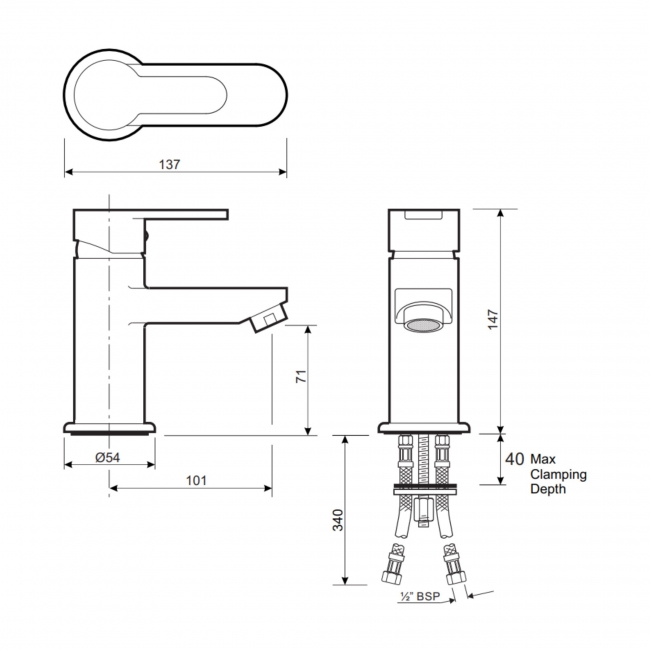 Twyford Sola Mono Basin Mixer Tap - Chrome