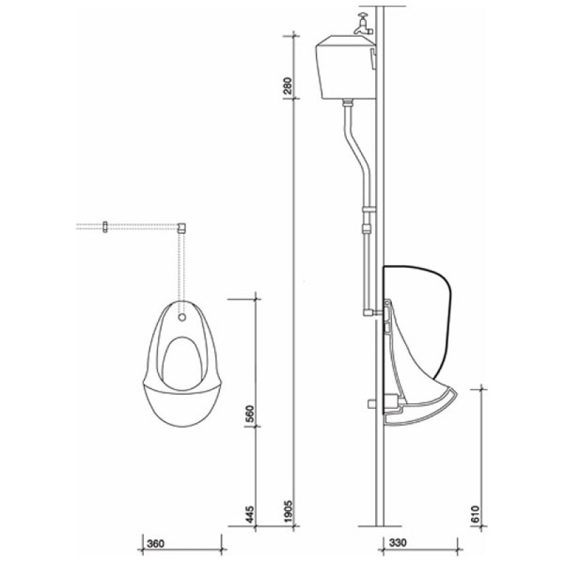 Twyford Spectrum Urinal VC7004WH 360mm White