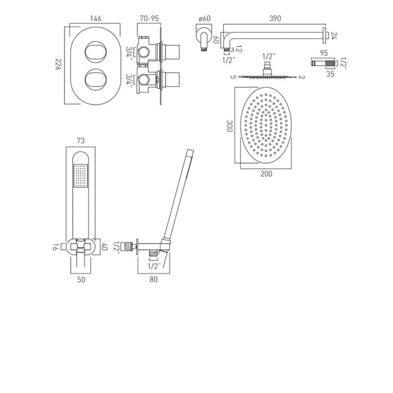 Vado DX Life Concealed Shower DX172251LIFCP 2 Outlet Chrome