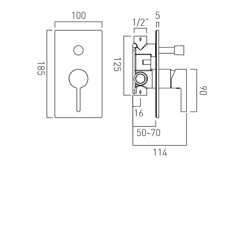 Vado Edit Shower Valve INDEDI147ABLK Concealed Brushed Black