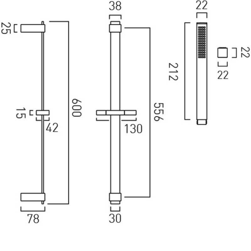 Vado Slider Rail Shower Kit INDSFSRK/SQBRN Modern Brushed Nickel