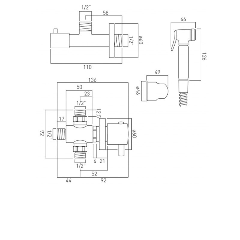 Vado Luxury Douche Kit XSHSHATTAF/163C/P Chrome