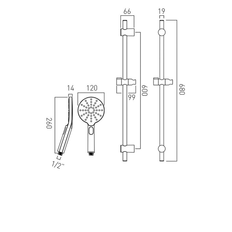 Vado Slider Rail Shower Kit NEBMFSRK/RO/BDBCP Modern Chrome