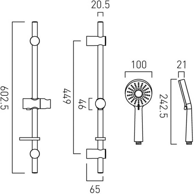 Vado Slider Rail Shower Kit AXSIRMFSRKDBCP Modern Chrome
