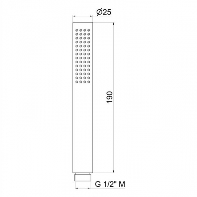 Vema Cylinder Single Jet Shower Handset - Chrome