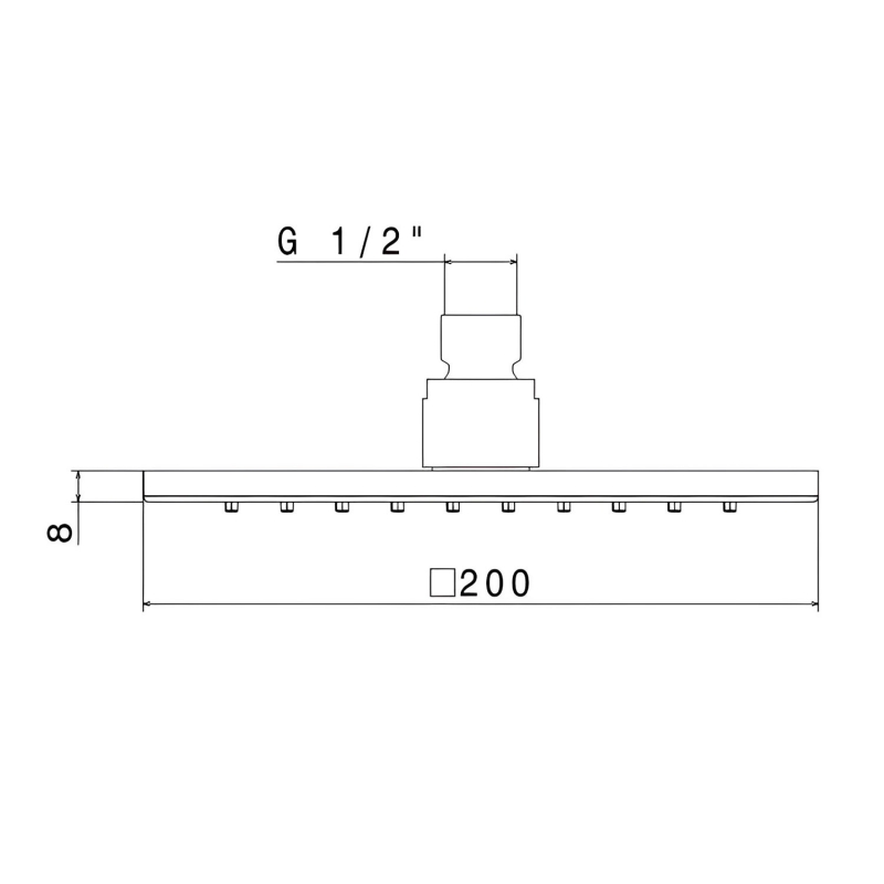 Vema Square Brass Shower Head 200mm x 200mm - Chrome