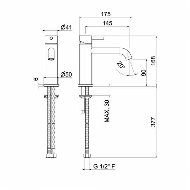 Vema Tiber Basin Mixer Tap Single Handle - Stainless Steel
