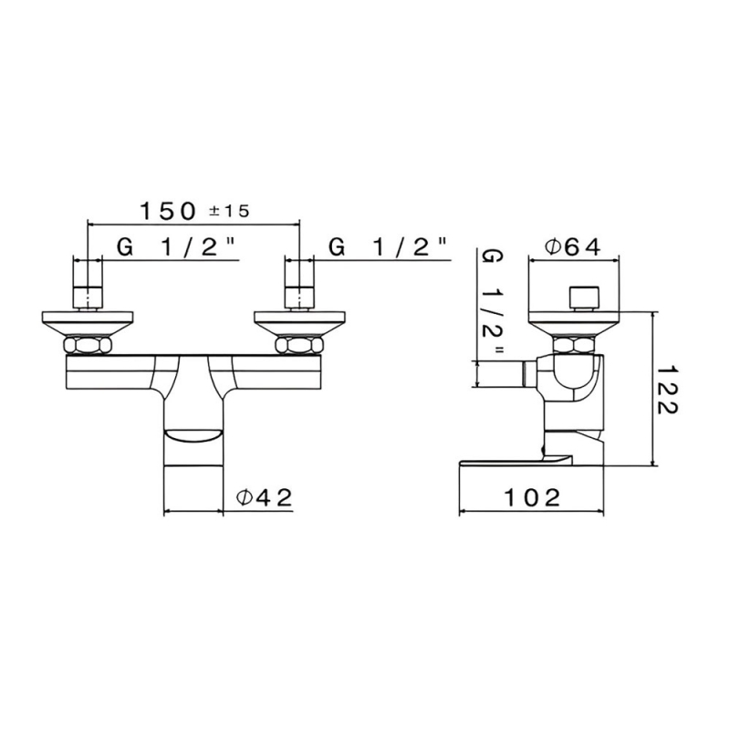 Vema Timea Exposed Shower Valve Single Outlet - Chrome