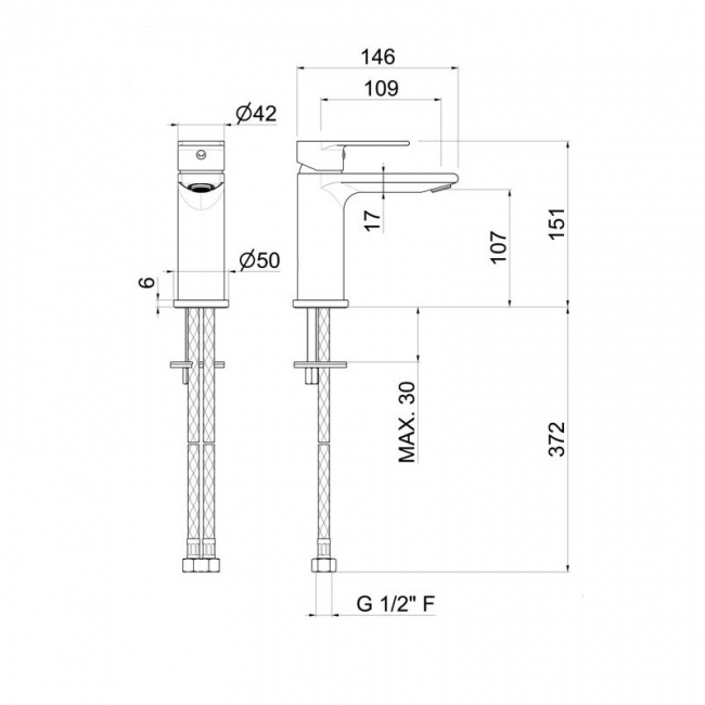 Vema Timea Basin Mixer Tap Single Handle - Chrome