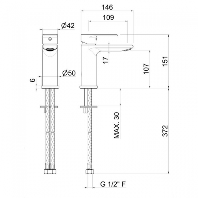Vema Timea Basin Mixer Tap Single Handle - Matt Black