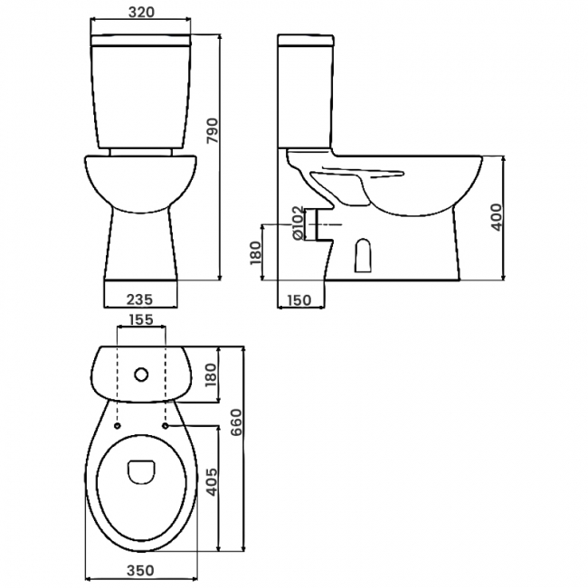 Verona Access Close Coupled Toilet Push Button Cistern - Soft Close Seat