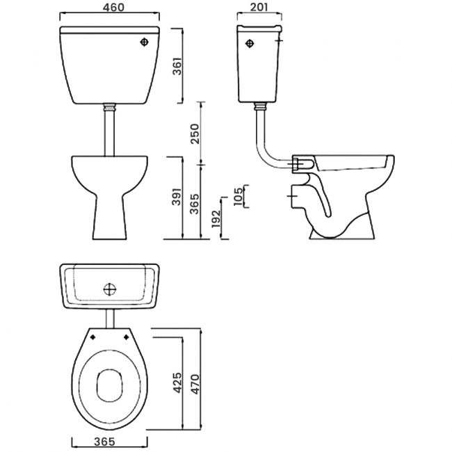 Verona Advantage Low Level Toilet Lever Cistern - Soft Close Seat