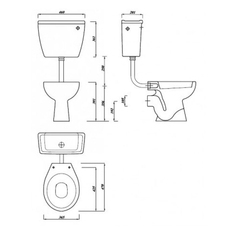 Verona Advantage Toilet VE251+VE251A+VE202 Low Level White