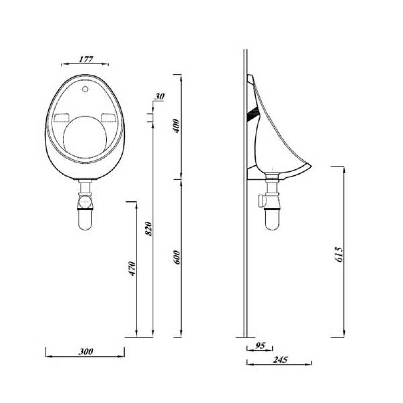Verona Advantage Exposed Urinal 300mm Wide White
