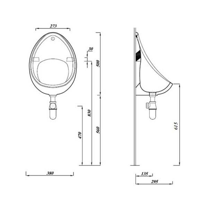 Verona Advantage Exposed Urinal 380mm Wide White