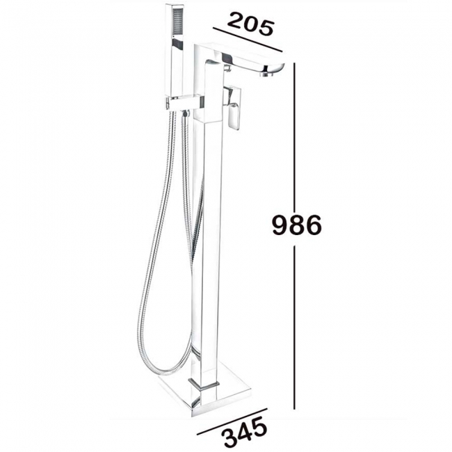 Verona Alto Freestanding Bath Shower Mixer Tap - Polished Chrome