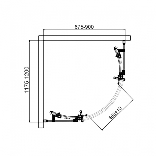 Verona Aquaglass+ Frameless 2-Door Offset Quadrant Shower Enclosure 1200mm x 900mm - 8mm Glass  | Dimension Image