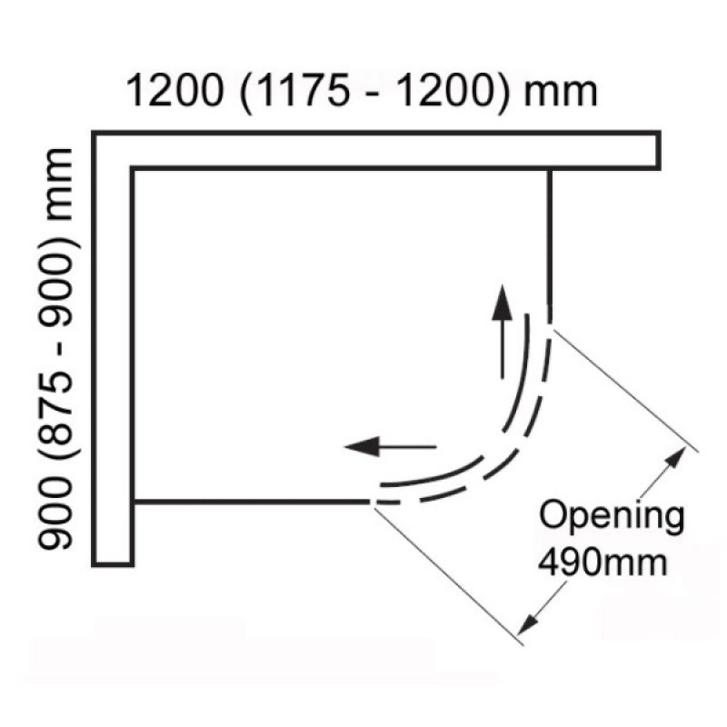 Verona Aquaglass+ Frameless Offset Quadrant Shower Enclosure 1200 x