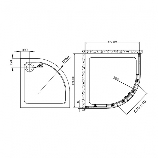 Verona Aquaglass Intro+ Quadrant Shower Enclosure with Tray 900mm x 900mm - 8mm Glass
