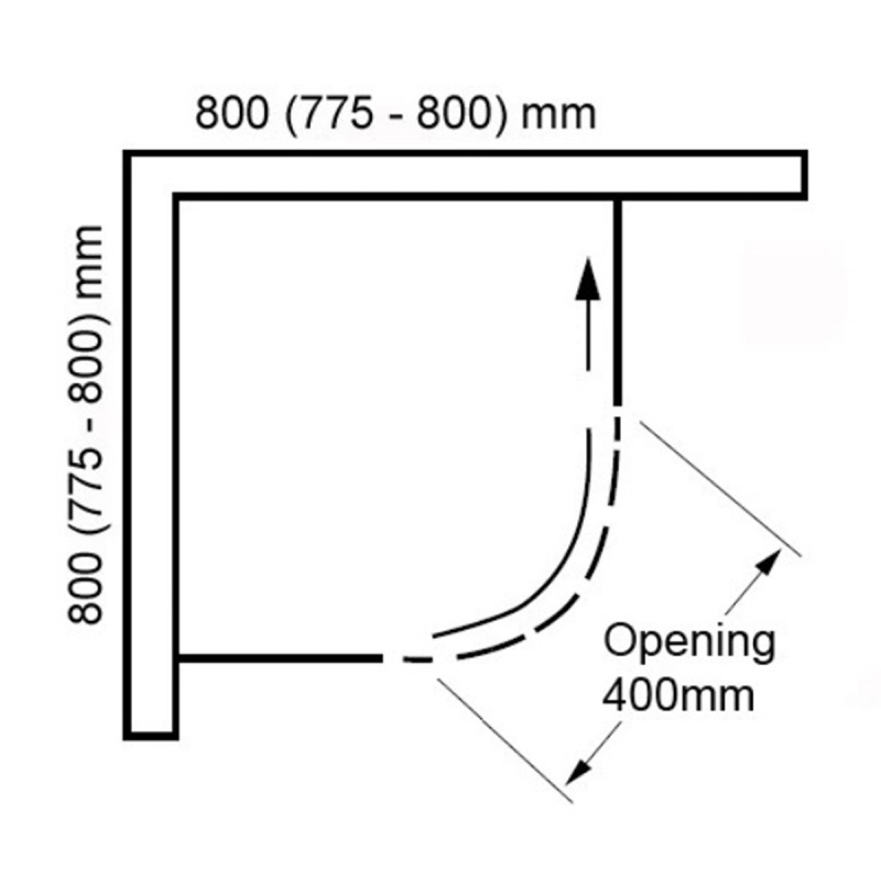 Verona Aquaglass+ Sphere Tinted Quadrant Shower Enclosure 800mm x 800mm - 8mm Glass  | Dimension Image