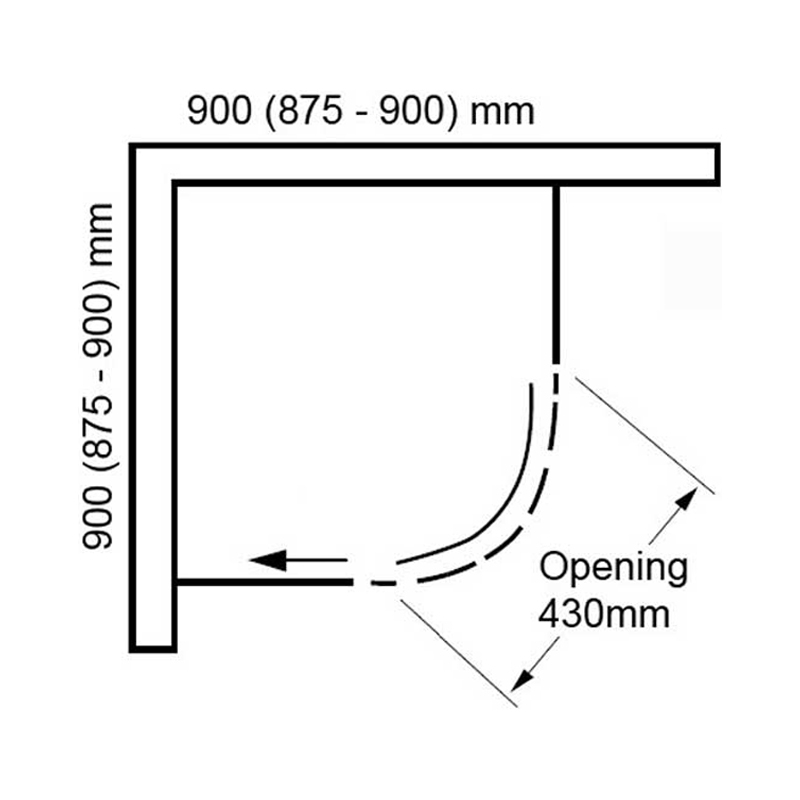 Verona Aquaglass+ Sphere Tinted Quadrant Shower Enclosure 900mm x 900mm - 8mm Glass  | Dimension Image
