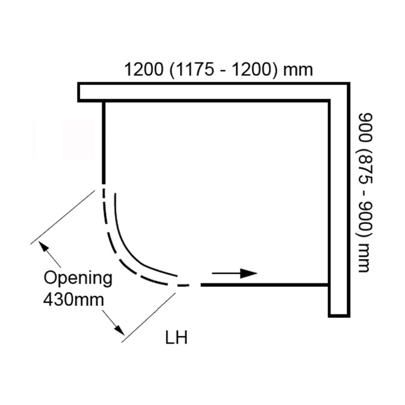 Verona Aquaglass+ Sphere Tinted Offset Quadrant Shower Enclosure 1200mm x 900mm LH - 8mm Glass