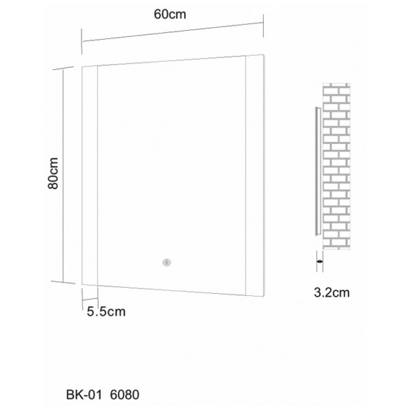 Verona Ashbourne LED Bathroom Mirror with Touch Sensor & Demister 800mm H x 600mm W