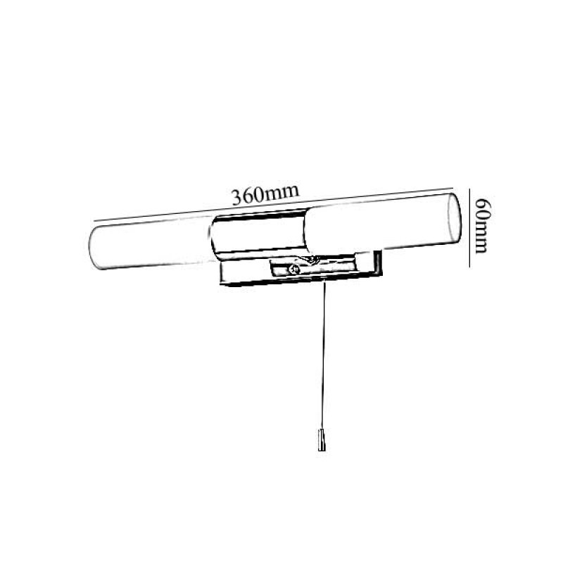 Verona Beam Wall Light with Pull Cord 360mm Wide - Chrome